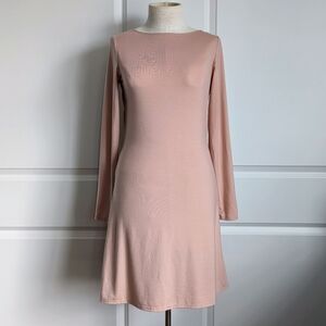 Reformation Avant Mini Dress Long Sleeve Open Back Ribbon Ties Blush Pink M NWT